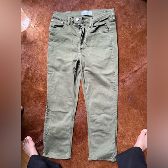 Arlo straight kaki Green jeans by Denim Forum Aritzia size 29 - Picture 1 of 3